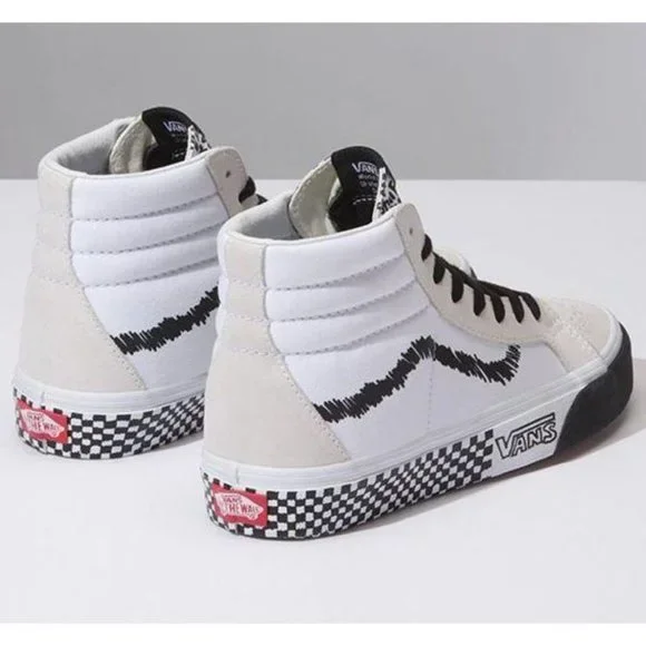 VANS SK8-HI REISSUE DIY Skate Shoes White Black sz 4.5 Mens - Picture 2 of 14